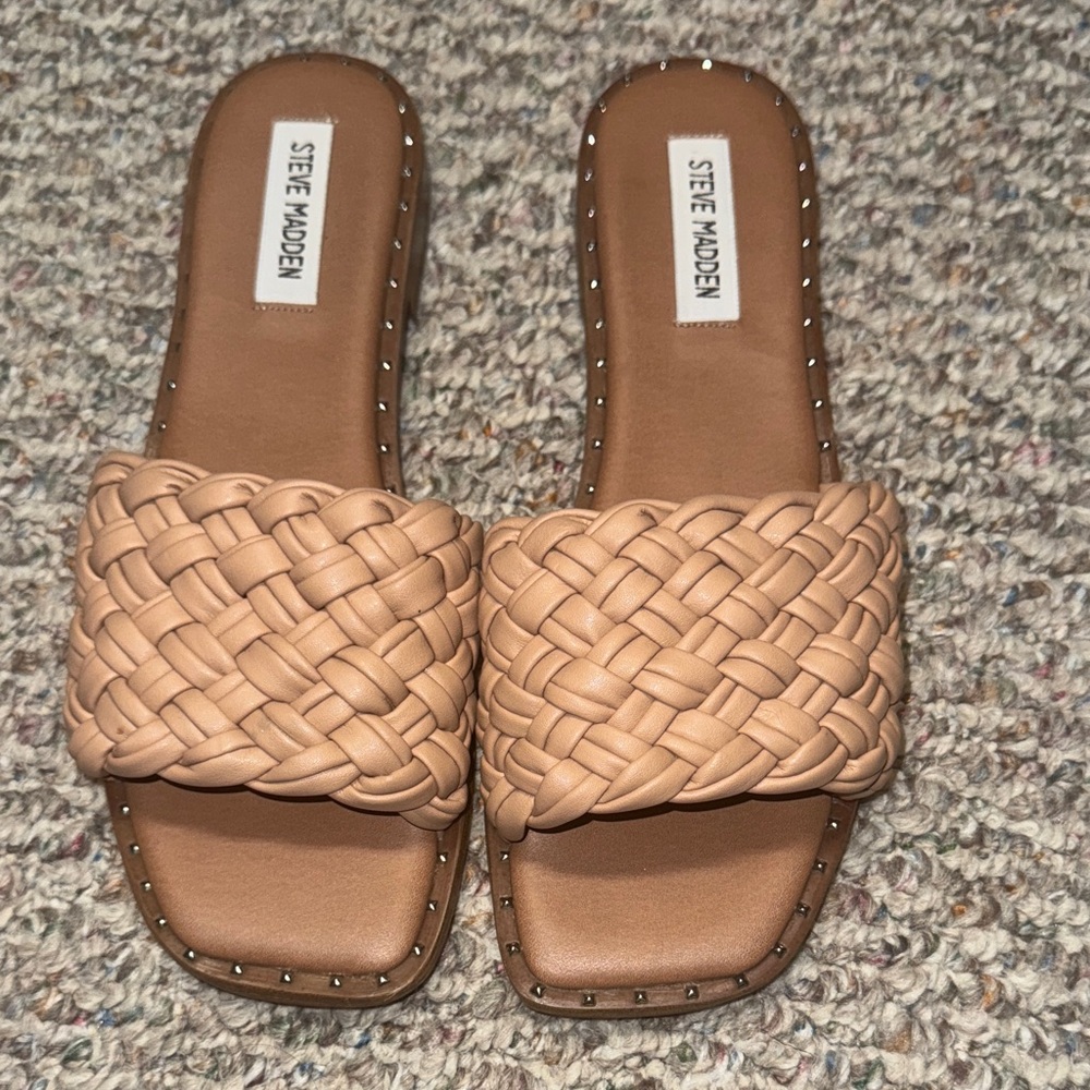 Steve Madden Brown Braided Slide Sandals